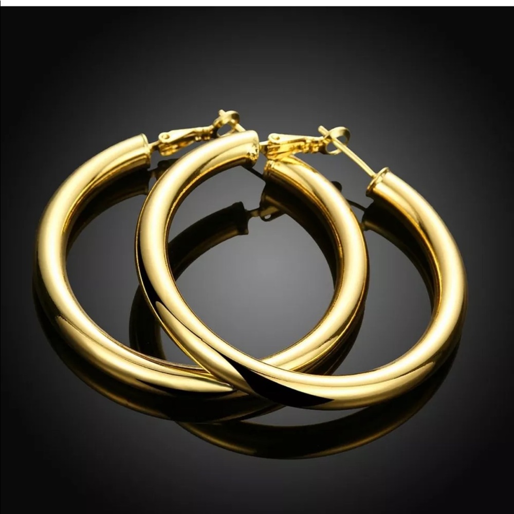 New Large 50 mm Light Weight Round Hoop Earrings